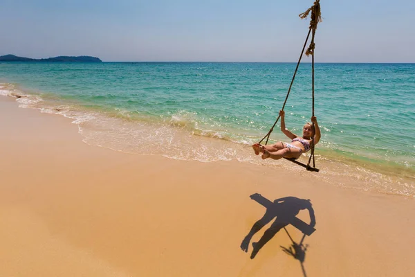 Girl on swing Koh Kood — Stock Fotó