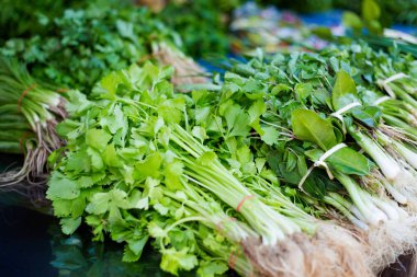 Tay yeşil sebze pazarında