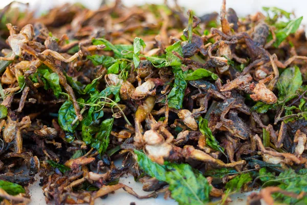 Thai fried baby frogs — Stock Photo, Image