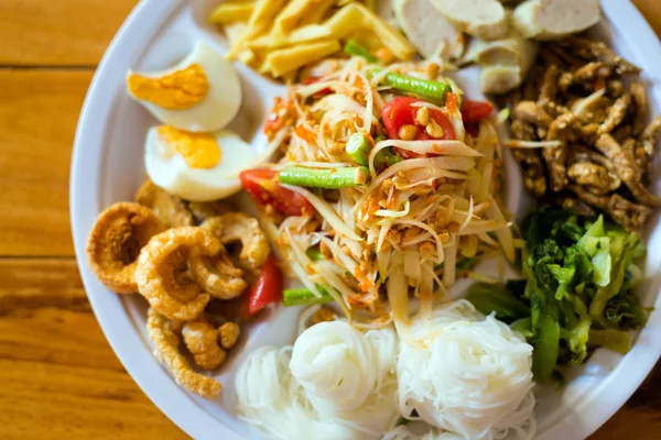 Papaya salad food selection — Stock Photo, Image