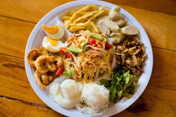 Papaya salad food selection — Stock Photo, Image