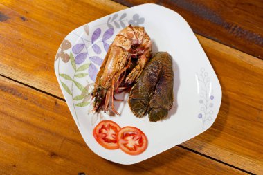 Flathead ıstakoz ve dev karides