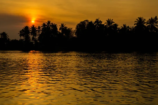 Západ slunce na Don Khone Laos — Stock fotografie