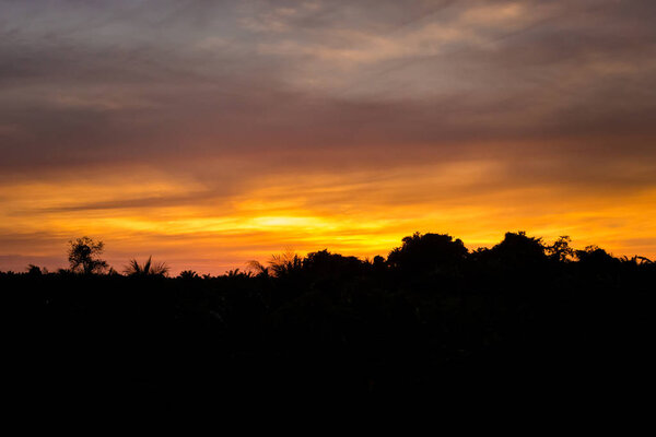 View on with colorful sunset in Krabi in southern Thailand. Landscape taken in south east Asia.
