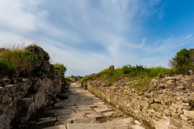Bizans hastanesi - Antalya 'daki Side City' nin güzel antik mimarisi. Güzel eski arkeoloji parkı.