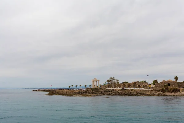 Vacker Antik Hamnarkitektur Side Stad Turkiet Antalya Vacker Gammal Arkeologisk — Stockfoto