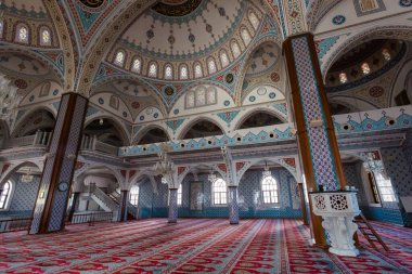 Mrk 'in güzel mimarisi. Türkiye 'nin Manavgat kentinde Kulliye Cami, Antalya. Güzel sakral bina..