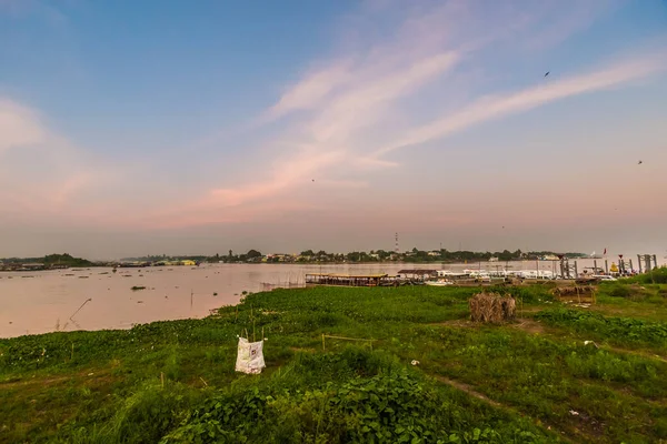 Zomer Zonsondergang Tropische Chau Doc Hart Van Mekong Delta Vietnam — Stockfoto