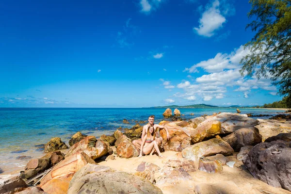 Happy Young Sexi Couple Tropical Phu Quoc Island Cua Area — Stock Photo, Image