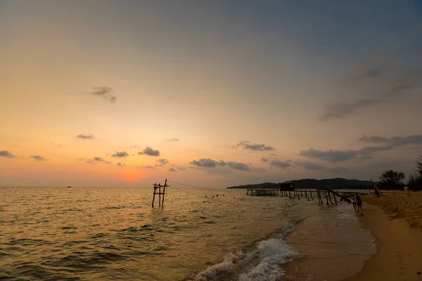 Letní Přímořská Pláň Při Západu Slunce Tropickém Ostrově Phu Quoc — Stock fotografie