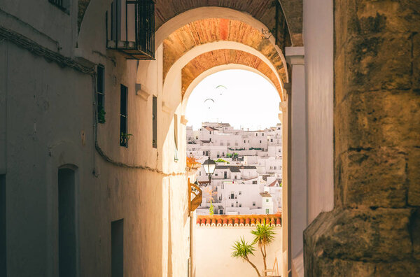 Possibly the most visited and photographed street of Vejer de la Frontera, white village of Cadiz