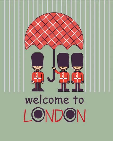 É hora do cartaz vetorial de Londres com soldados —  Vetores de Stock