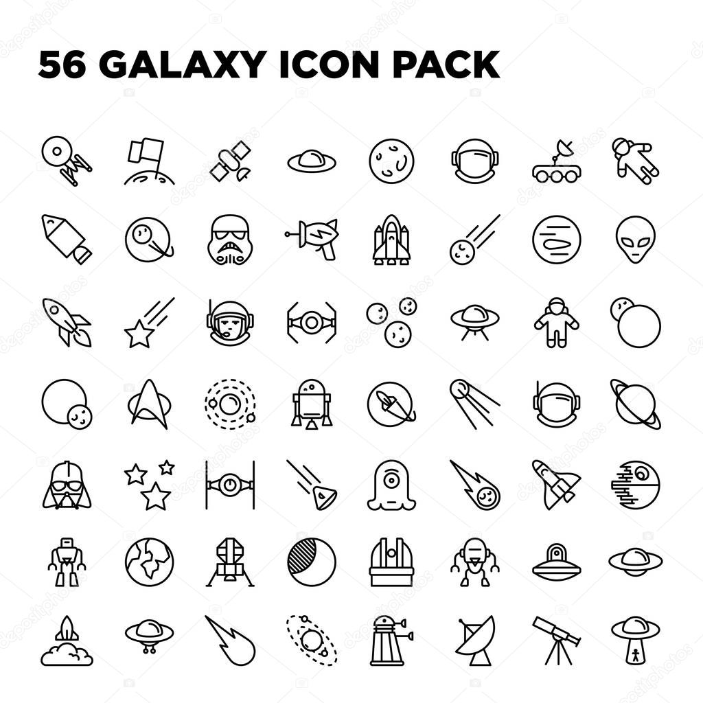 56 Line Galaxy icon pack - EPS 10