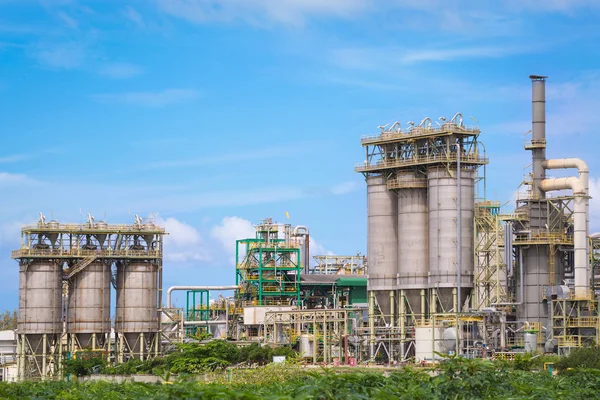 Refinaria Química Planta Industrial Com Céu Azul Leste Industrial Tailândia — Fotografia de Stock