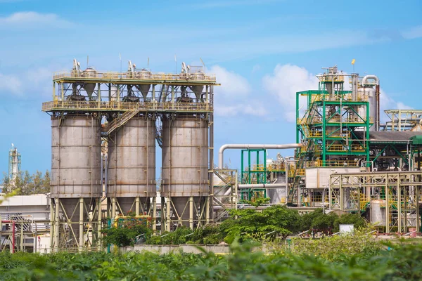 Refinaria Química Planta Industrial Com Céu Azul Leste Industrial Tailândia — Fotografia de Stock