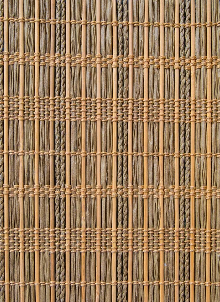 背景の竹のカーテン 天然竹 麻ロープのコンポーネントでひもでつながれます 高解像度竹テクスチャ画像 — ストック写真