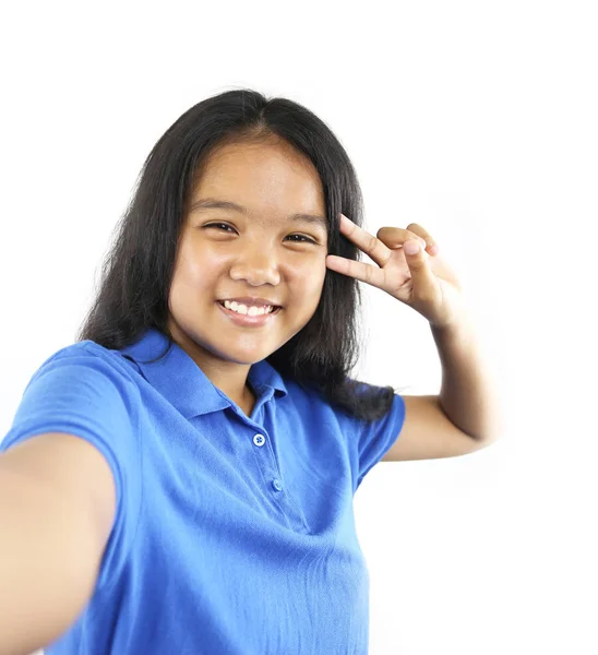 Young Woman take a photo by mobile phone — Stock Photo, Image