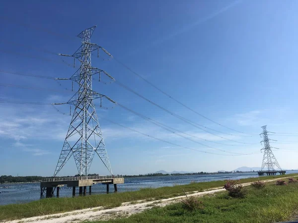 Posto Elettrico Alta Tensione Trasferimento Energia Elettrica Dalla Centrale Elettrica — Foto Stock