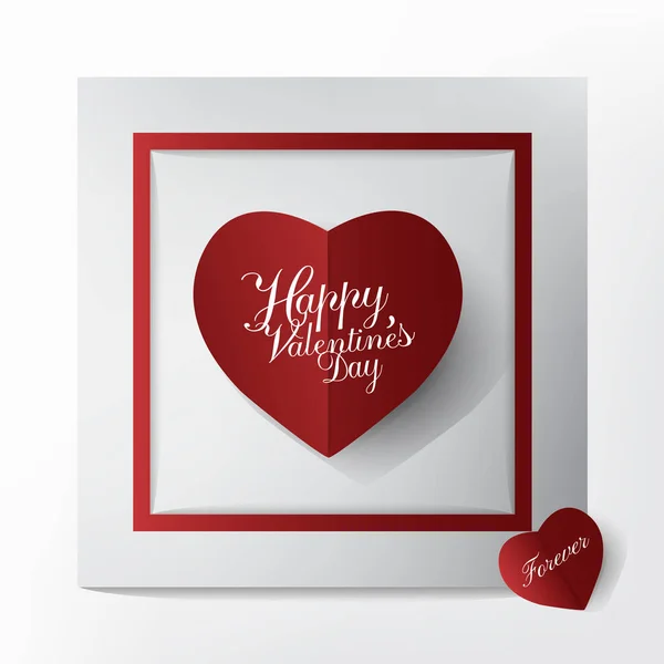 Klassischer Fröhlicher Valentinstag Grußkarte Und Typografie Mit Großem Roten Herz — Stockvektor