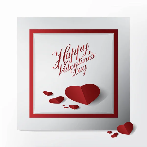 Moderní Blahopřání Happy Valentines Day Typografie Design Červené Petal Řezání — Stockový vektor