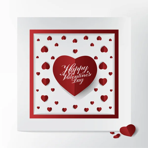 Mooie Valentines Day Card Typografie Design Mini Rood Hart Papier — Stockvector