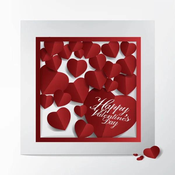 Modernes Valentinstag Karten Und Typografie Design Rotes Herz Papierschnitt Stil — Stockvektor