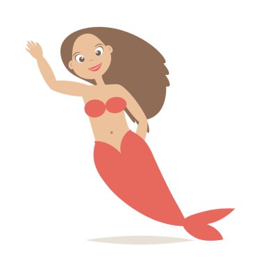 Güzel mutlu Mermaid çizgi film, Asya karakter tasarımı, küçük vektör, illüstrasyon.