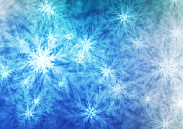 浅雪花或水晶在蓝色背景下 冬季概念 — 图库矢量图片