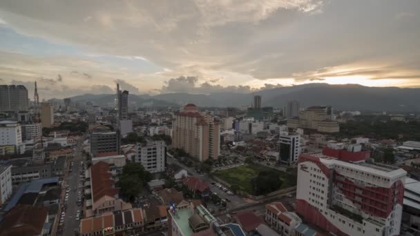 Timelapse giorno per notte riprese di Georgetown paesaggio della città con la vista aerea — Video Stock