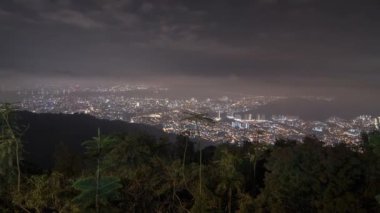 Timelapse gece sabah görünümüne Georgetown, Penang görünümü Penang Hill.