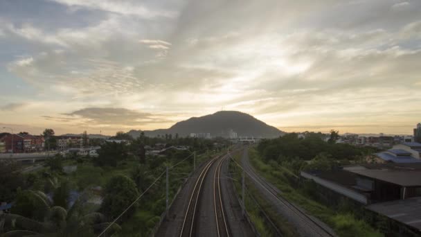 Timelapse sunrise Ktm Ets (elektriska tåg Service) järnväg — Stockvideo