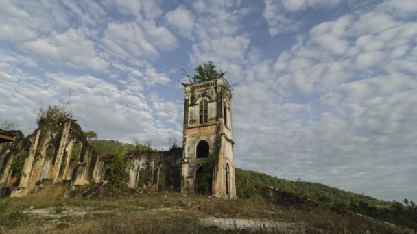 Timelapse abandoned Church of the Sacred Heart of Jesus — Stock Video