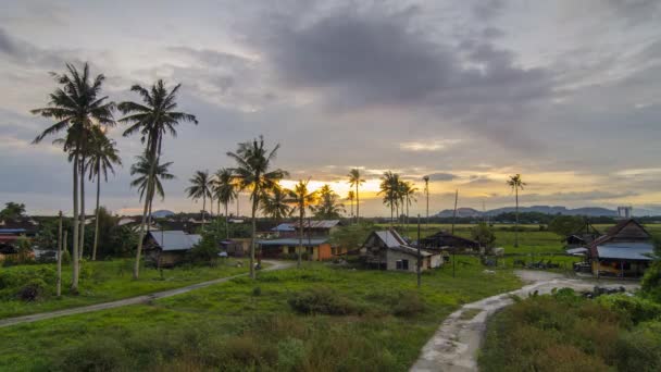 Waktu matahari terbenam dari pertanian pertanian — Stok Video