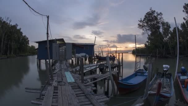 Timelapse pôr do sol mesquita flutuante em Butterworth, Penang . — Vídeo de Stock