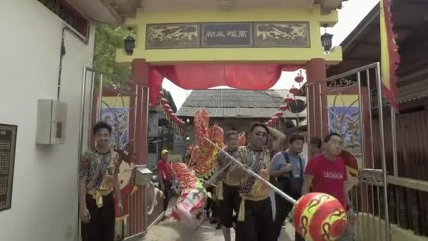 Dragon dance Tapınak girişi girin. — Stok video