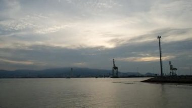 Timelapse meşgul Penang Port, Malezya