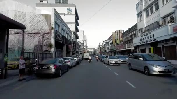 Jeździć na ulicach Beach Street, Wyspa Penang. — Wideo stockowe