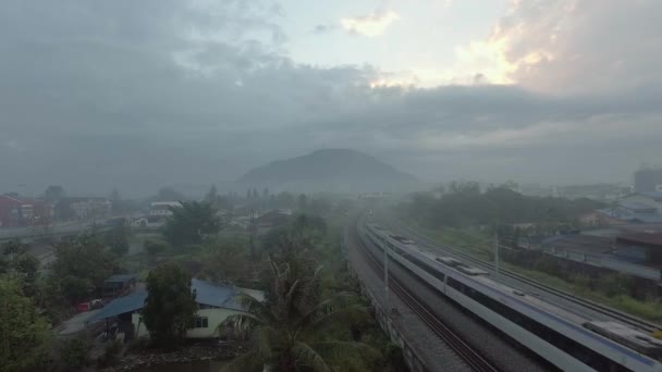 Bukit Mertajam Malaysia Mars 2018 Hög Vinkel Ktm Keretapi Tanah — Stockvideo