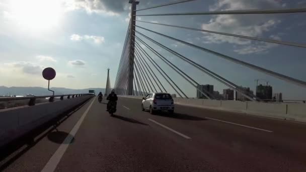 Penang Malaysia Březen 2018 Cesta Mostu Přes Řeku Prai Jambatan — Stock video