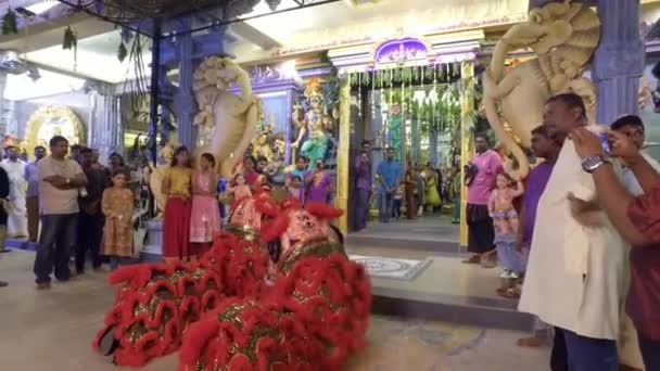 Bukit Mertajam Malaisie Mars 2018 Lion Dance Celebrate Temple Mangalanayagi — Video