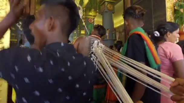 Bukit Mertajam Malaysia Mart 2018 Kavadi Hayranları Hindu Festivalinde Derilerini — Stok video