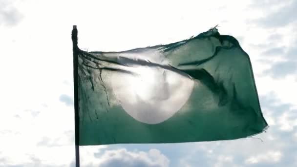 Pas Parti Islam Malaysia Partijvlaggen Bewogen Door Wind Vlag Met — Stockvideo