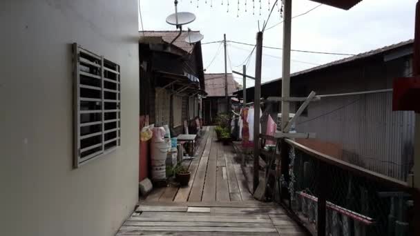 Traditional Wooden House Chew Jetty — Stock Video