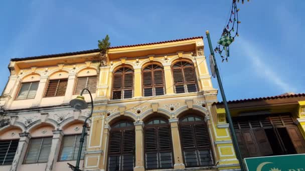 Erfgoed Oud Gebouw Aan Penang Unesco Georgetown Pulau Pinang — Stockvideo