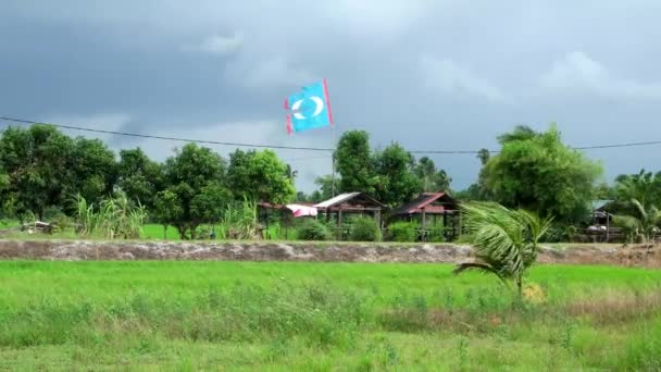 Die Fahne Der Politischen Partei Von Keadilan Pakatan Rakyat Weht — Stockvideo