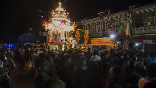 Georgetown Penang Malaysia Feb 2018 Silvervagn Besöker Thanir Panthal Stall — Stockvideo