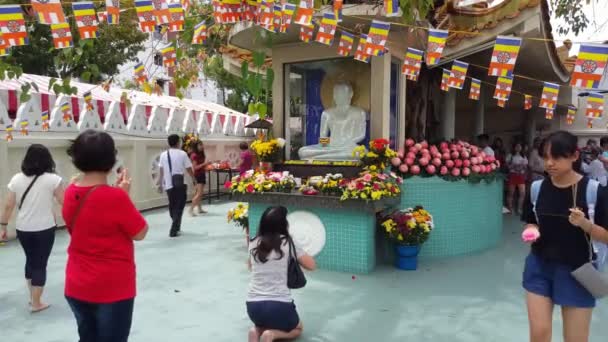 马来西亚槟城乔治城 2018年5月29日 卫塞节期间 人们在菩提树下祭拜佛像 — 图库视频影像