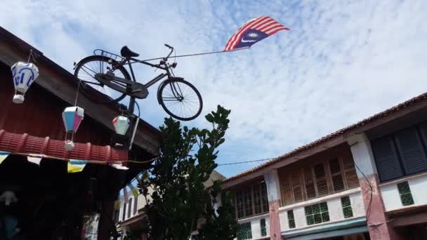 George Town Penang Malajsie Května 2018 Malajsie Vlajka Která Visí — Stock video