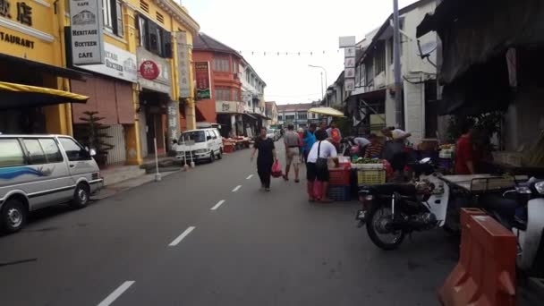 George Town Penang Malaysia Jun 2018 Lebuh Carnarvon Market Morning — 비디오