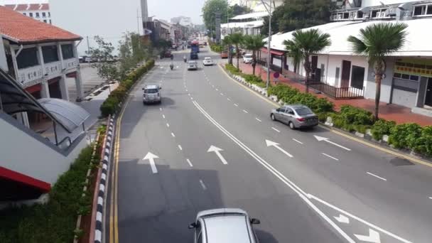 George Town Penang Malaysia Jun 2018 Tilting Shot Vehicle Jalan — 图库视频影像